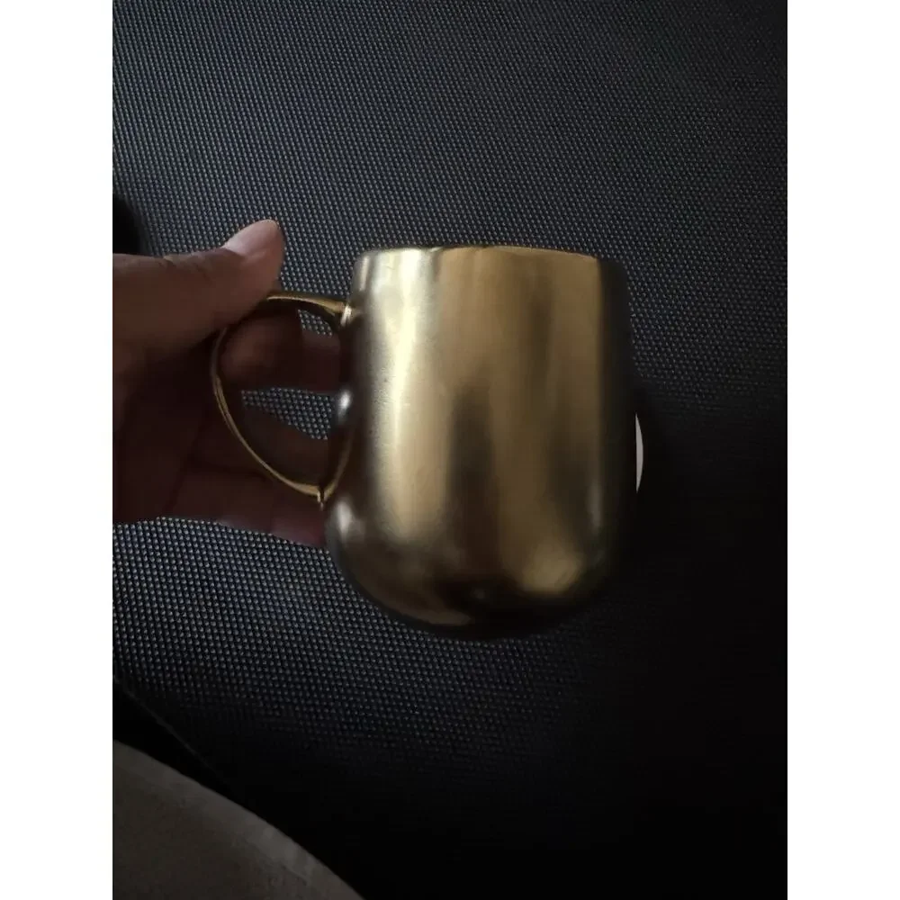 OHOM Ui Monogram Golden Self-Heating Mug & Warmer Set Letter B.